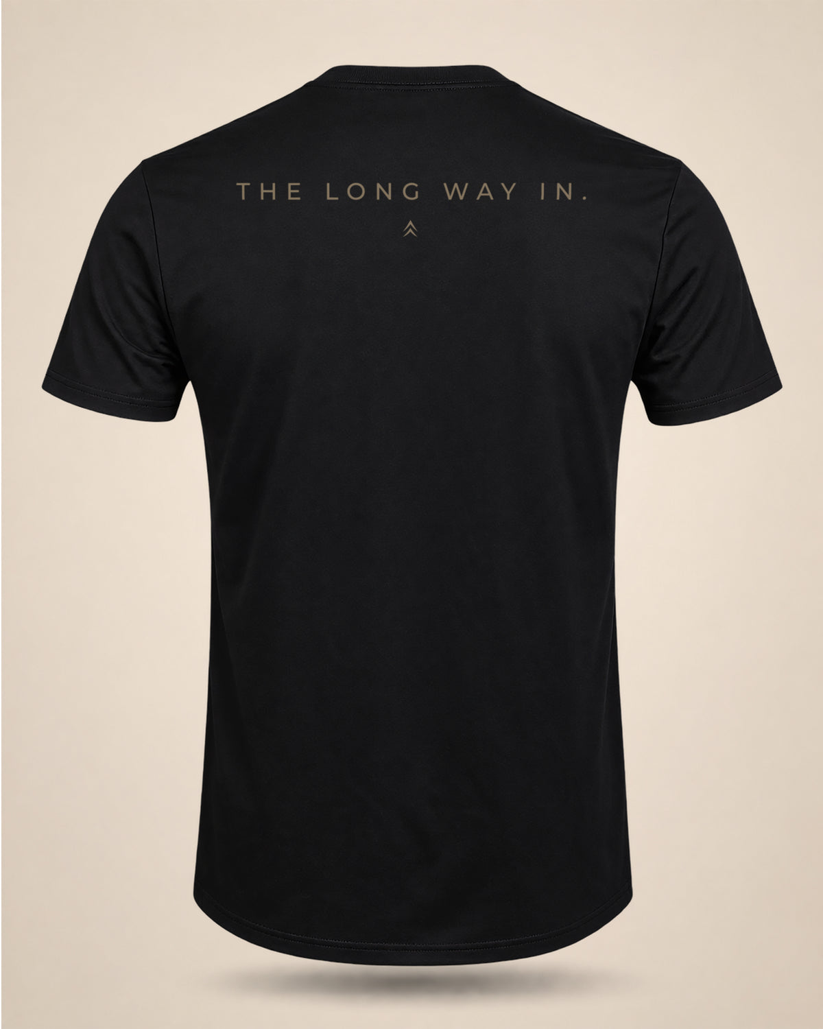 Back of The Long Way In typography shirt by Black Timber Goods featuring minimalist typography.
